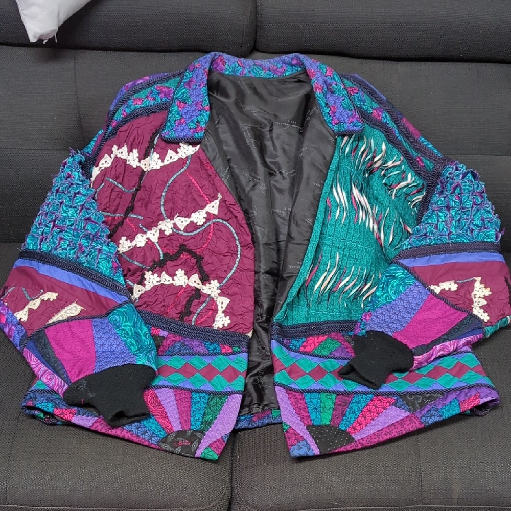 Vibrant Multicolor Women's Patchwork Jacket Vtg. - image 1